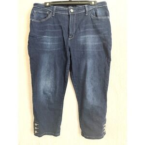 Lee Modern Series Midrise Fit Cropped Jeans Women Size 16‎ Button Ankle Detail